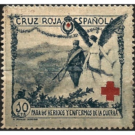 Viñeta Conm. Cruz Roja Española. 10 Céntimos (Nuevo, con señal de fijasellos)