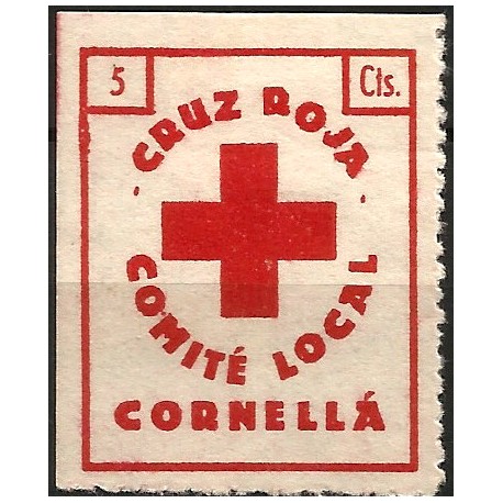 Viñeta Conm. Cruz Roja. Comité Local. Cornellá (Nuevo, con señal de fijasellos)