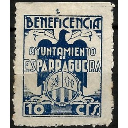 Ayuntamiento de Esparraguera. Beneficiencia. 10 Céntimos (Usado, con rotura)