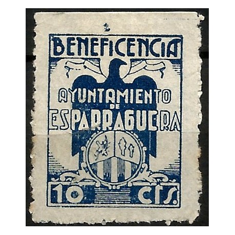 Ayuntamiento de Esparraguera. Beneficiencia. 10 Céntimos (Usado, con rotura)