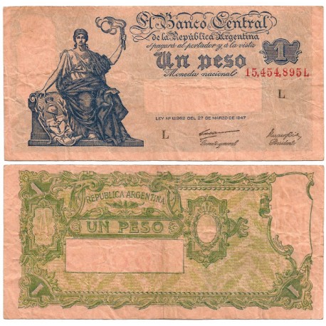 (257) Argentina. 1947. 1 Peso (BC+)