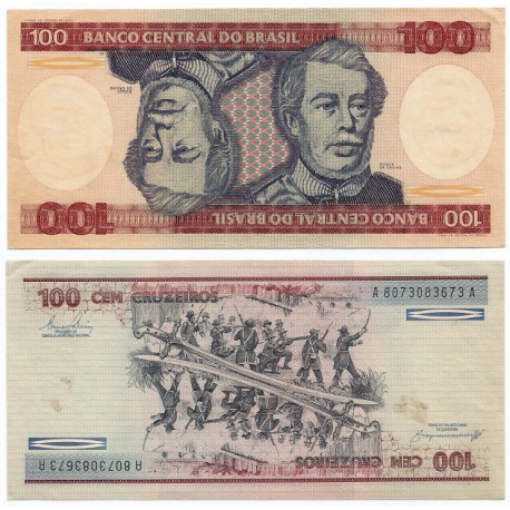 (198b) Brasil. 1981-84. 100 Cruzeiros (EBC) Manchas