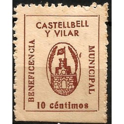 Castellbell i el Vilar. Beneficencia Municipal. 10 Céntimos (Nuevo, sin goma y con señal de fijasellos)