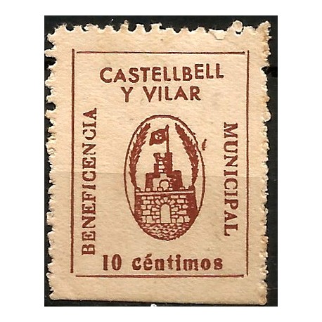 Castellbell i el Vilar. Beneficencia Municipal. 10 Céntimos (Nuevo, sin goma y con señal de fijasellos)