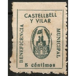 Castellbell i el Vilar. Beneficencia Municipal. 5 Céntimos (Nuevo, sin goma y con señal de fijasellos)