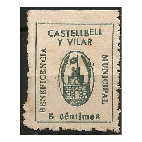 Castellbell i el Vilar. Beneficencia Municipal. 5 Céntimos (Nuevo, sin goma y con señal de fijasellos)