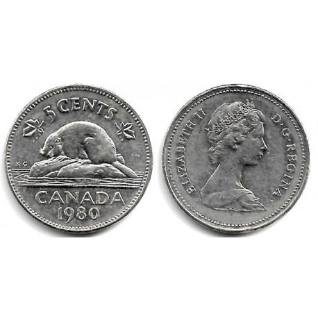(60.2) Canadá. 1980. 5 Cents (MBC)