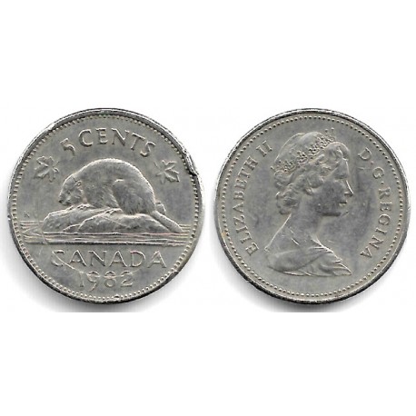 (60.2a) Canadá. 1982. 5 Cents (BC) Dañada