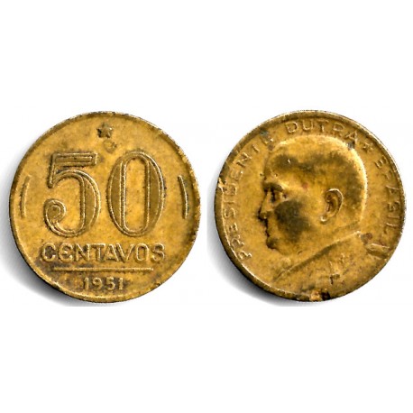 (563) Brasil. 1951. 50 Centavos (BC) Pequeños golpes