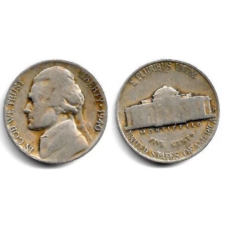 (192) Estados Unidos de América. 1940(D). 5 Cents (BC)