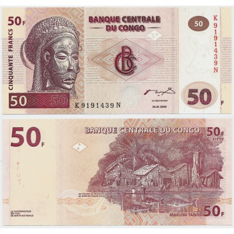 (91A) Congo. 2000. 50 Francs (SC)