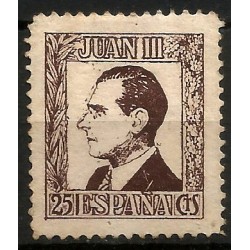 Viñeta Política. Monarquía, Juan III. 25 Céntimos (Nuevo, con señal de fijasellos)