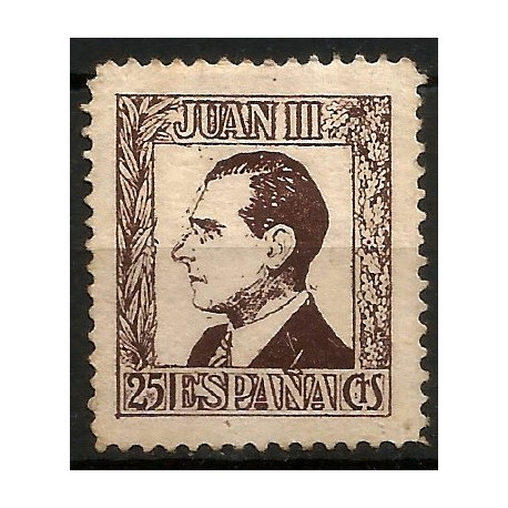 Viñeta Política. Monarquía, Juan III. 25 Céntimos (Nuevo, con señal de fijasellos)