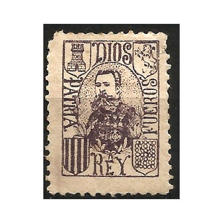 Viñeta Carlista. Dios, Patria, Rey y Fueros (Nuevo, con señal de fijasellos)