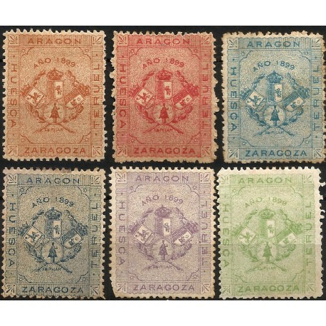 Viñetas Políticas. Aragón. Huesca, Teruel y Zaragoza. Año 1899 (Usados)