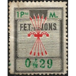 Viñeta Política. Falange. 1 Peseta (Usado, con leve rotura)