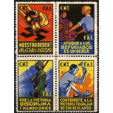 Viñetas Políticas. C.N.T. - F.A.I. (Nuevo, con señal de fijasellos)
