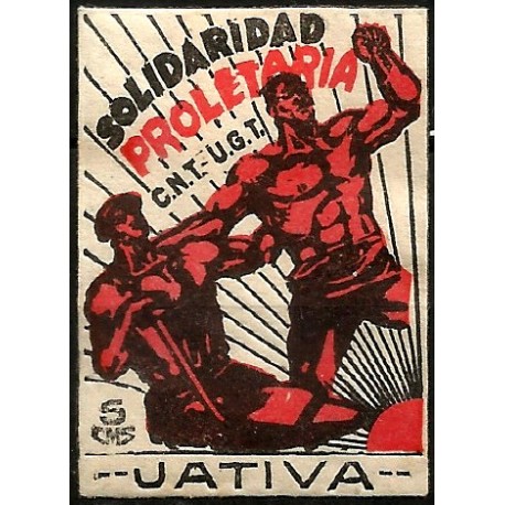 Viñeta Política. Solidaridad Proletaria. Jativa. 5 Céntimos (Nuevo, con señal de fijasellos)