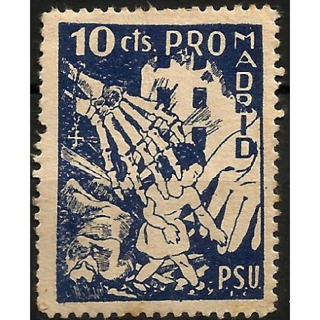 Viñeta Política. Pro Madrid. P.S.U. 10 Céntimos (Nuevo, con señal de fijasellos)