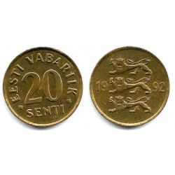 (23) Estonia. 1992. 20 Senti (SC)
