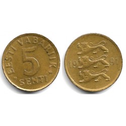 (21) Estonia. 1991. 5 Senti (EBC)