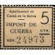 Viñeta. Impuesto de Guera. Cassà de la Selva. 5 Céntimos (Nuevo, con señal de fijasellos)
