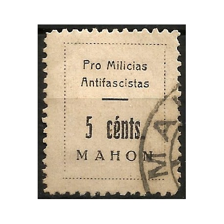Viñeta Política. Pro Milicias Antifascistas. Mahón. 5 Céntimos (Usado)