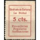 Viñeta Política. Sind. de Carteros. La Bisbal. 5 Cts. Pro-Milicias Populares Antifascistas (Nuevo, con señal de fijasellos)