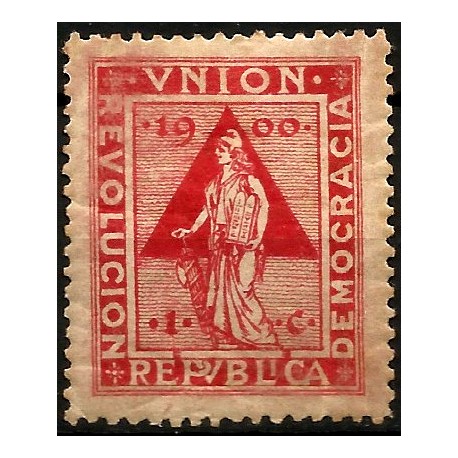 Viñeta Política. Unión, Revolución, Democracia y República. 1 Céntimo (Nuevo, con señal de fijasellos)