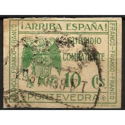 Viñeta Política. Subsidio al Combatiente. Pontevedra. 10 Céntimos (Usado)