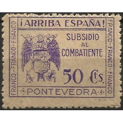 Viñeta Política. Subsidio al Combatiente. Pontevedra. 50 Céntimos (Nuevo, con señal de fijasellos)