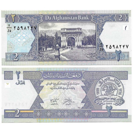 (65a) Afganistán. 2002. 2 Afghanis (SC-) Pequeña mancha