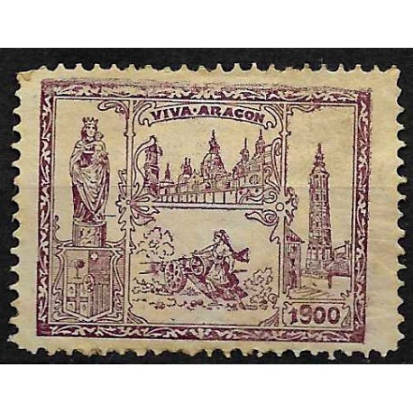 Viñeta Política. Viva Aragón. 1900 (Nuevo, con señal de fijasellos y sin goma)