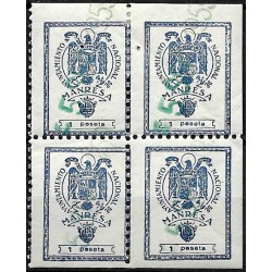 Viñetas Políticas. Ayuntamiento Nacional de Manresa. 1 Peseta (Nuevo, con señal de fijasellos)