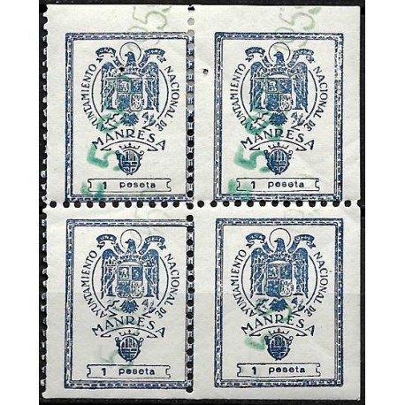 Viñetas Políticas. Ayuntamiento Nacional de Manresa. 1 Peseta (Nuevo, con señal de fijasellos)