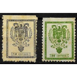 Viñetas. Ayuntamiento Nacional de Manresa. 10 y 20 Céntimos (Nuevos, sin goma)