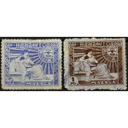 Pro Huérfanos de Guerra. Málaga. 50 Céntimos y 1 Peseta (Usados)