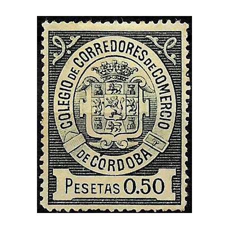 Viñeta. Colegio de Corredores de Comercio de Córdoba. 0,50 Pesetas (Nuevo, sin goma)