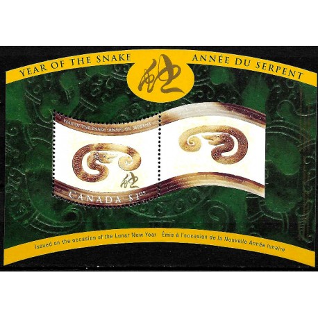 Canadá. 2001. Hoja Conmemorativa (Nuevo) Año de la Serpiente