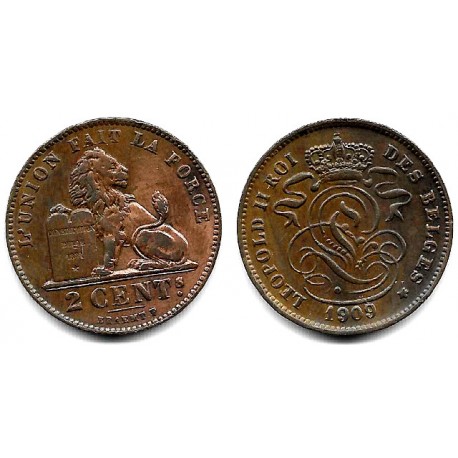 (35.1) Bélgica. 1909. 2 Centimes (MBC+)