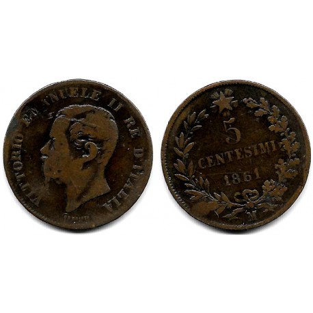 (8.2) Italia. 1861M. 5 Centesimi (RC+)