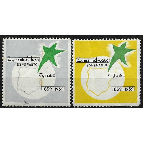Viñetas. Zamenhof-Jazo. Esperanto. Sabadell. Año 1959 (Nuevo, con señal de fijasellos y mancha de óxido)