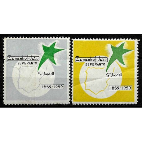 Viñetas. Zamenhof-Jazo. Esperanto. Sabadell. Año 1959 (Nuevo, con señal de fijasellos)