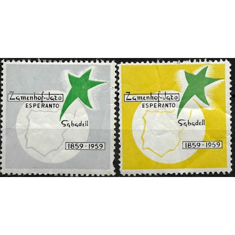 Viñetas. Zamenhof-Jazo. Esperanto. Sabadell. Año 1959 (Nuevo, con señal de fijasellos)