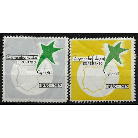 Viñetas. Zamenhof-Jazo. Esperanto. Sabadell. Año 1959 (Nuevo, con señal de fijasellos)