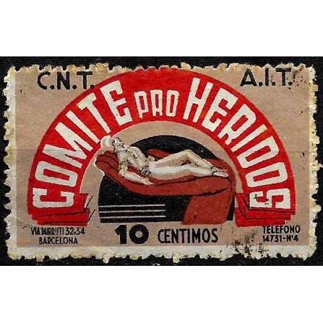 Viñeta. Comité Pro Heridos. CNT-AIT. 10 Céntimos (Usado)
