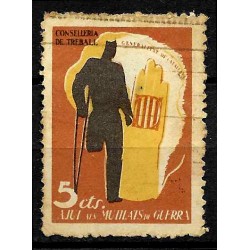 Viñeta. Ayuda a los Mutilados de Guerra. Generalitat de Cataluña. 5 Céntimos (Usado)