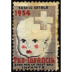 Viñeta. Pro Infancia. 1937. 5 Céntimos (Nuevo, con señal de fijasellos)