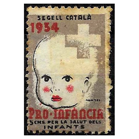 Viñeta. Pro Infancia. 1937. 5 Céntimos (Nuevo, con señal de fijasellos)