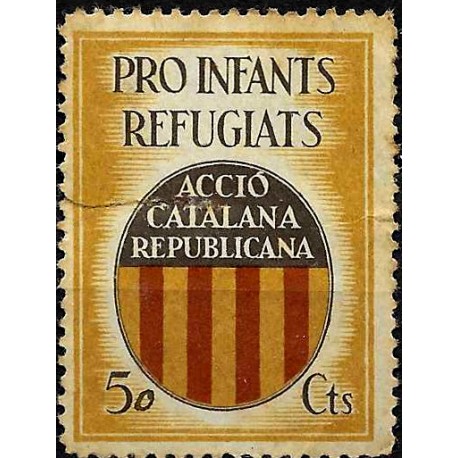 Viñeta. Pro Infants Refugiats. Acció Catalana Republicana. 50 Céntimos (Usado, con Rotura)